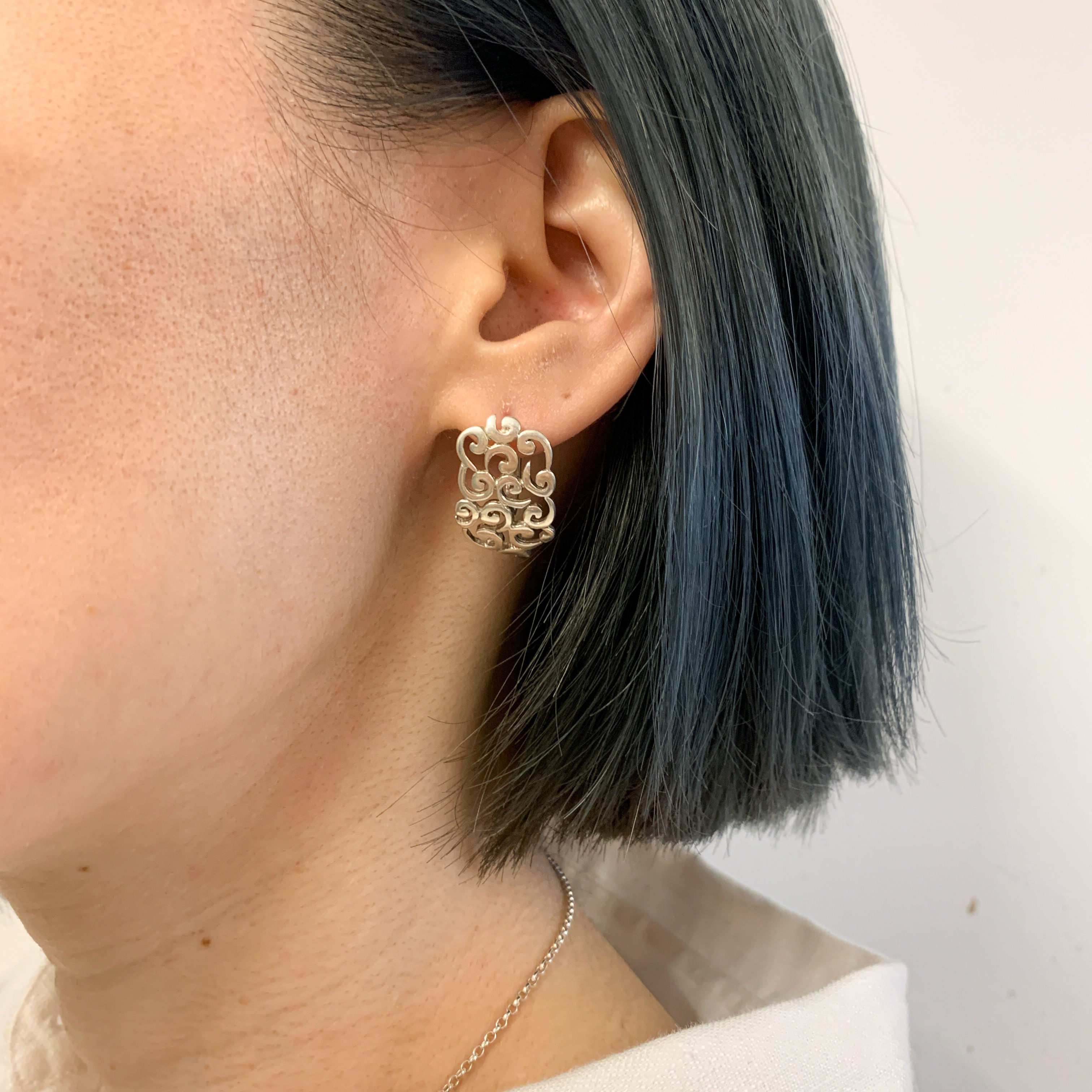 Twist Earrings, Unique Earrings, Solid Silver Earrings, Minimalist Earrings, Design Earrings, Patterned Earrings, Swirl Earrings, 925 Silver