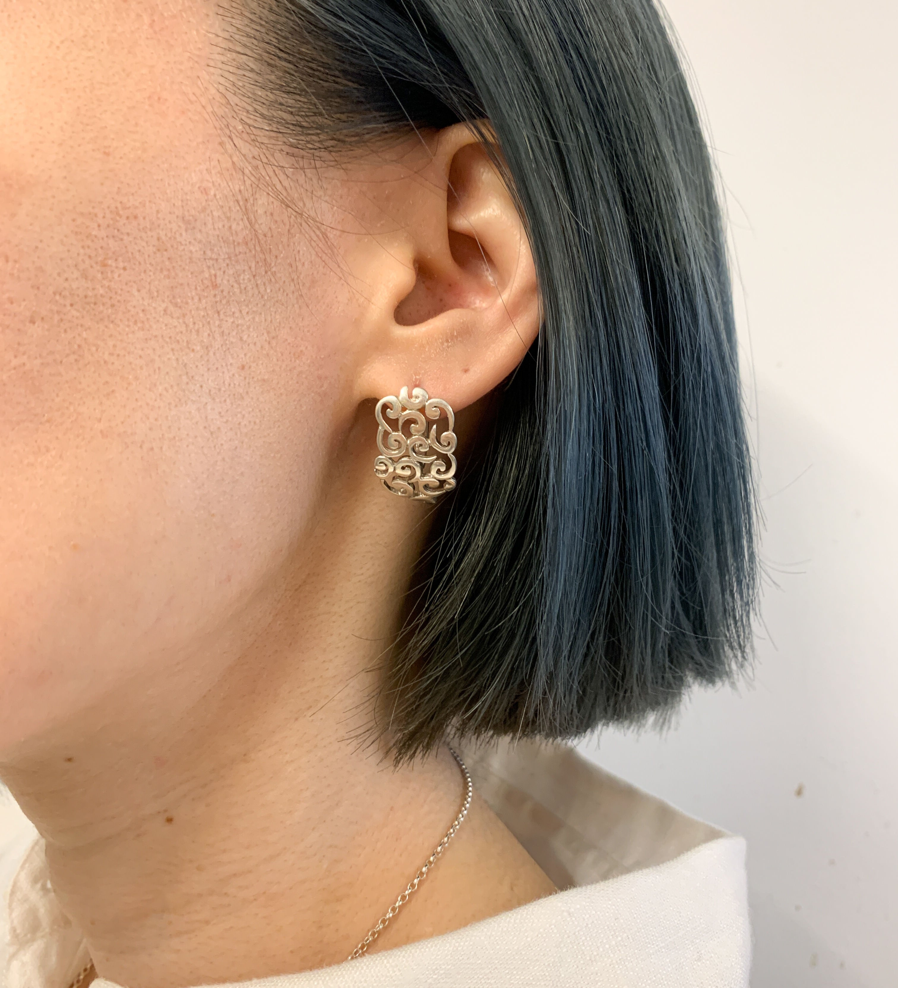 Twist Earrings, Unique Earrings, Solid Silver Earrings, Minimalist Earrings, Design Earrings, Patterned Earrings, Swirl Earrings, 925 Silver