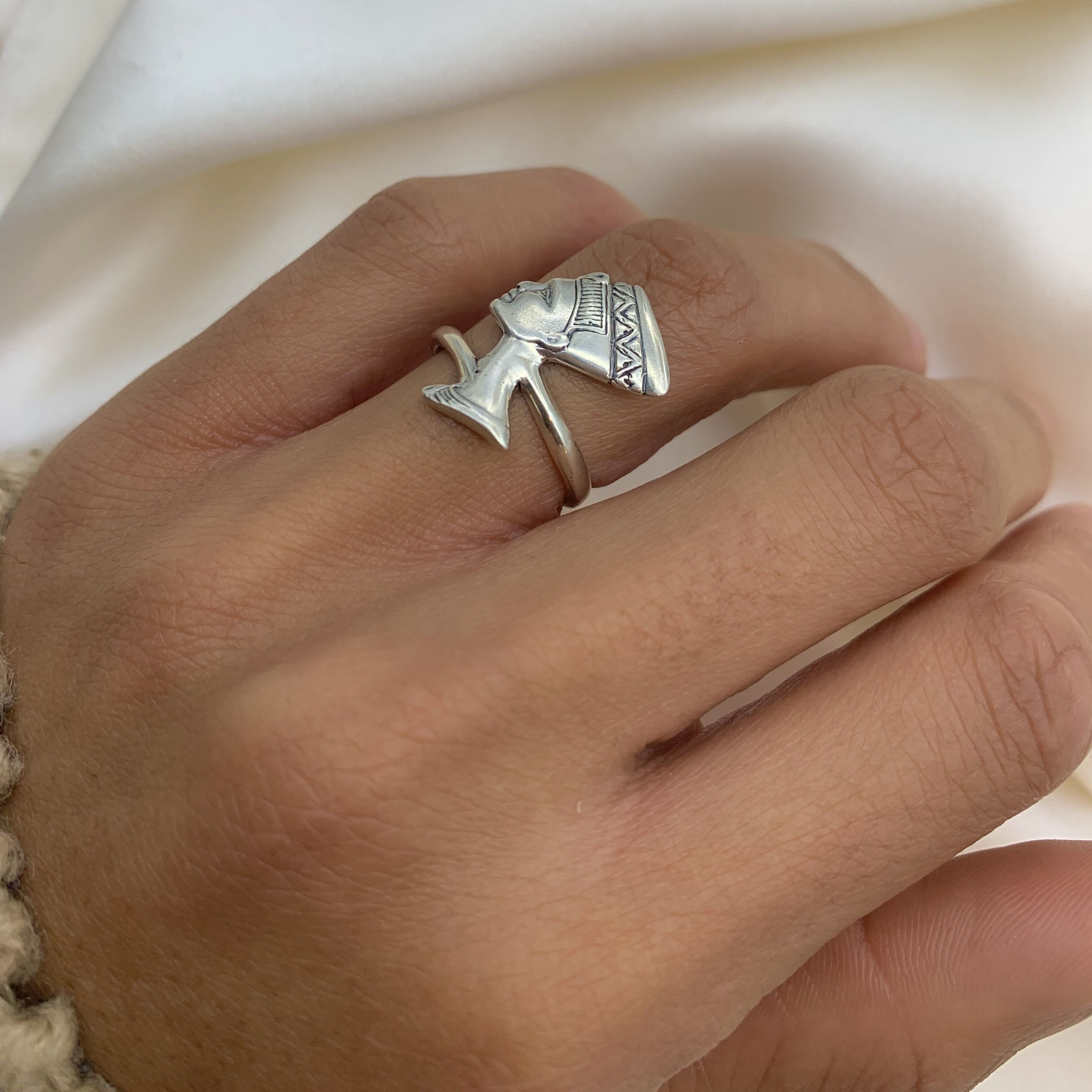 Nefertiti Ring, Egyptian Ring, Egyptian Silver Ring, Egyptian Jewelry, Solid Silver Ring, Silver Head Ring, Statement Ring, 925 Solid Ring