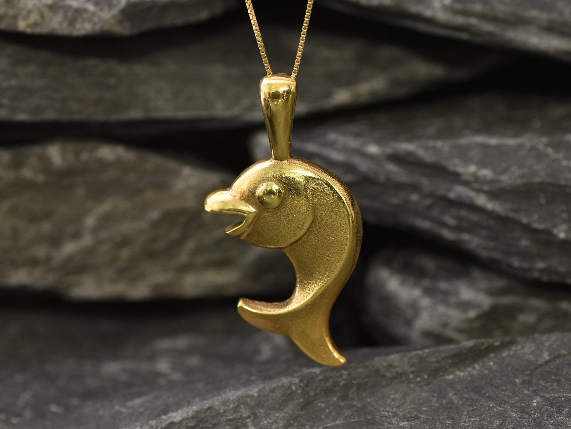 Gold Fish Pendant, Good Luck Pendant, Animal Pendant, Lucky Necklace, Fish Necklace, Talisman Pendant, Animal Lover Pendant, Gold Vermeil