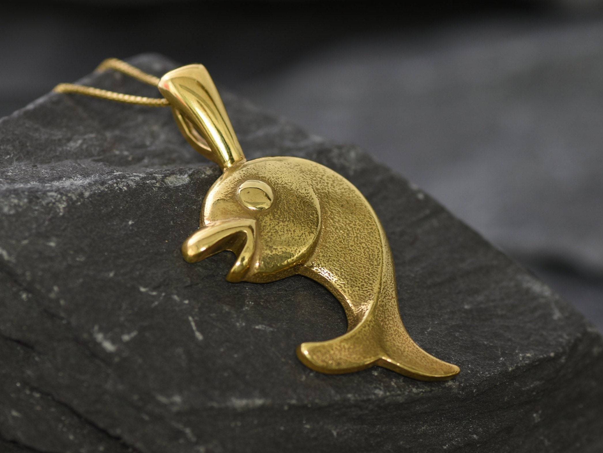 Gold Fish Pendant, Good Luck Pendant, Animal Pendant, Lucky Necklace, Fish Necklace, Talisman Pendant, Animal Lover Pendant, Gold Vermeil