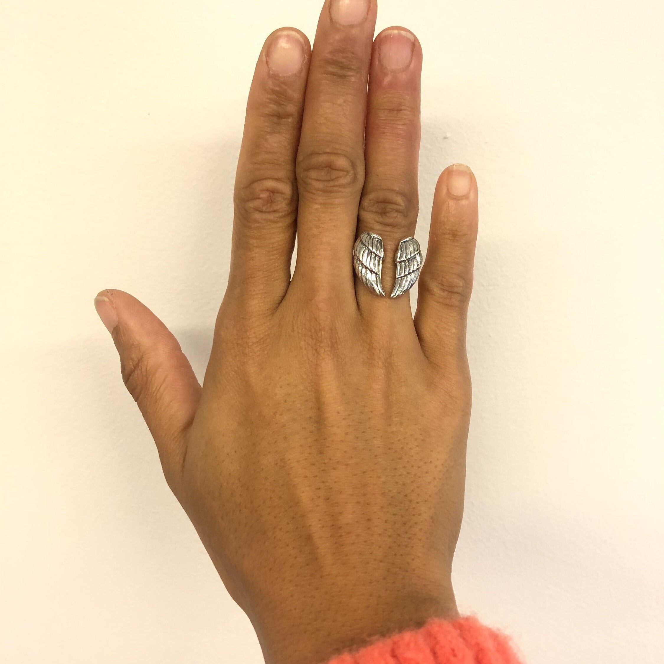 Silver Wings Ring, Handmade Silver Ring, Solid Silver Statement, Dainty Ring, Chunky Silver Ring, Angel Wings Ring, Unisex Ring, Silver Ring