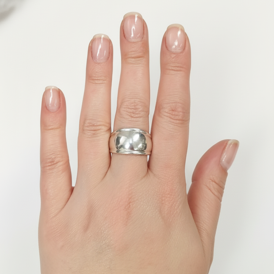 Silver Dome Band - Elegant Thick Ring in 925 Sterling Silver. Perfect for daily wear and special celebrations.