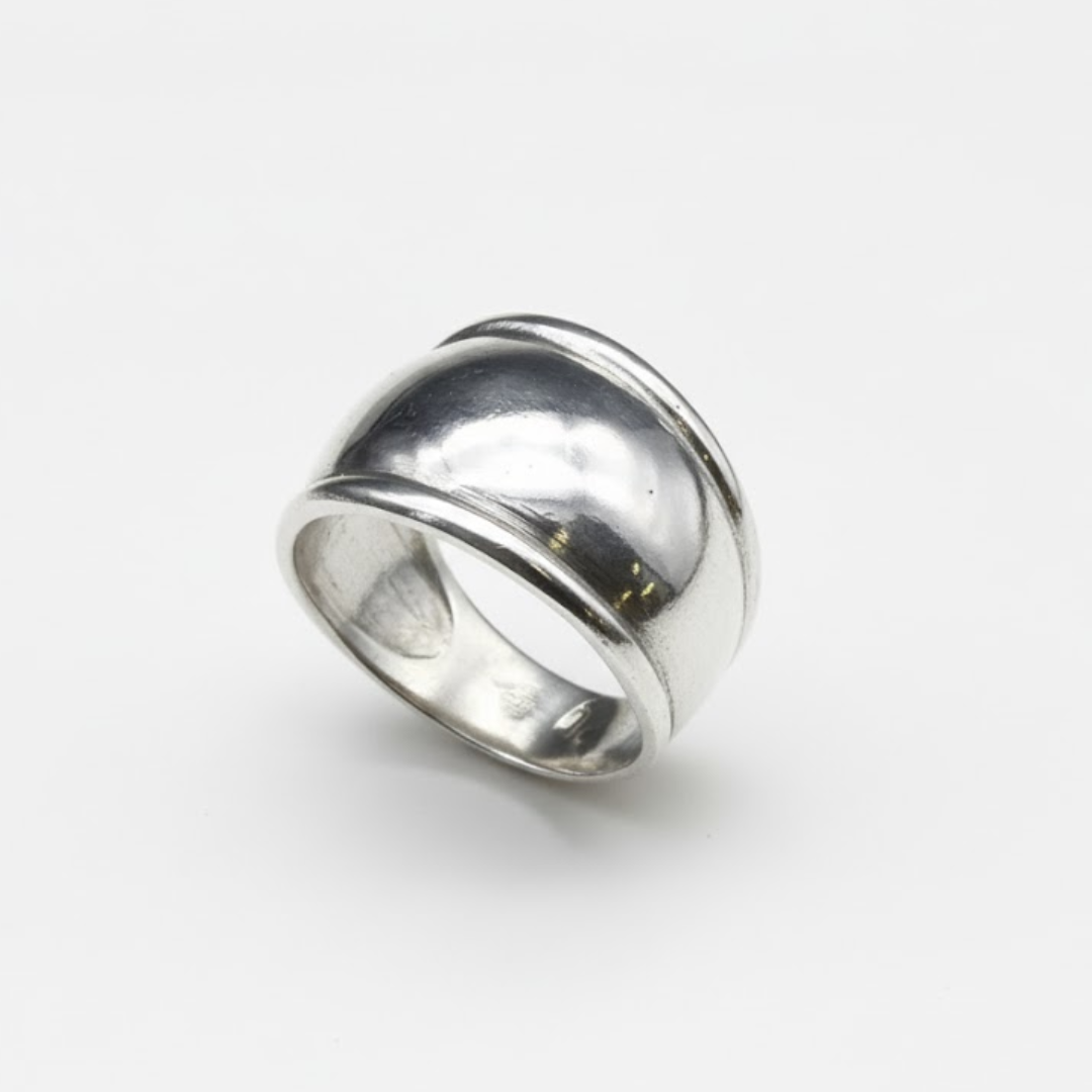Silver Dome Band - Sturdy Wide Ring crafted from 925 Sterling Silver. Great for everyday style and memorable gifts.