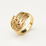 Beautiful Gold Hamsa Hand Ring - Bohemian Style in 18k Gold Vermeil, perfect for expressing individuality and special moments.
