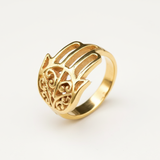 Beautiful Gold Hamsa Hand Ring - Bohemian Style in 18k Gold Vermeil, perfect for expressing individuality and special moments.