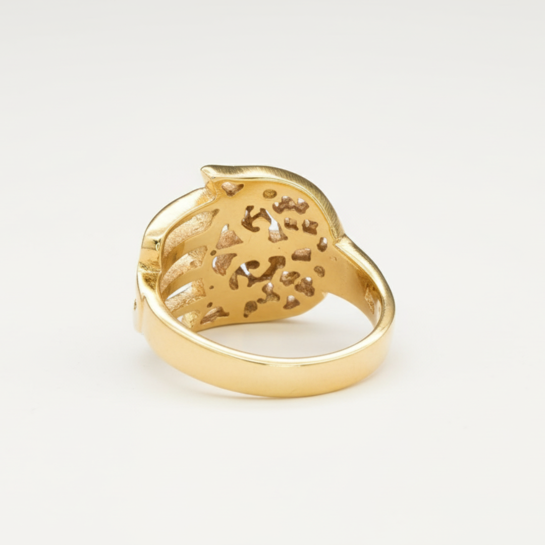 Stylish Gold Hamsa Hand Ring - Bold Boho Design in 18k Gold Vermeil, great for everyday use or celebrating special occasions.