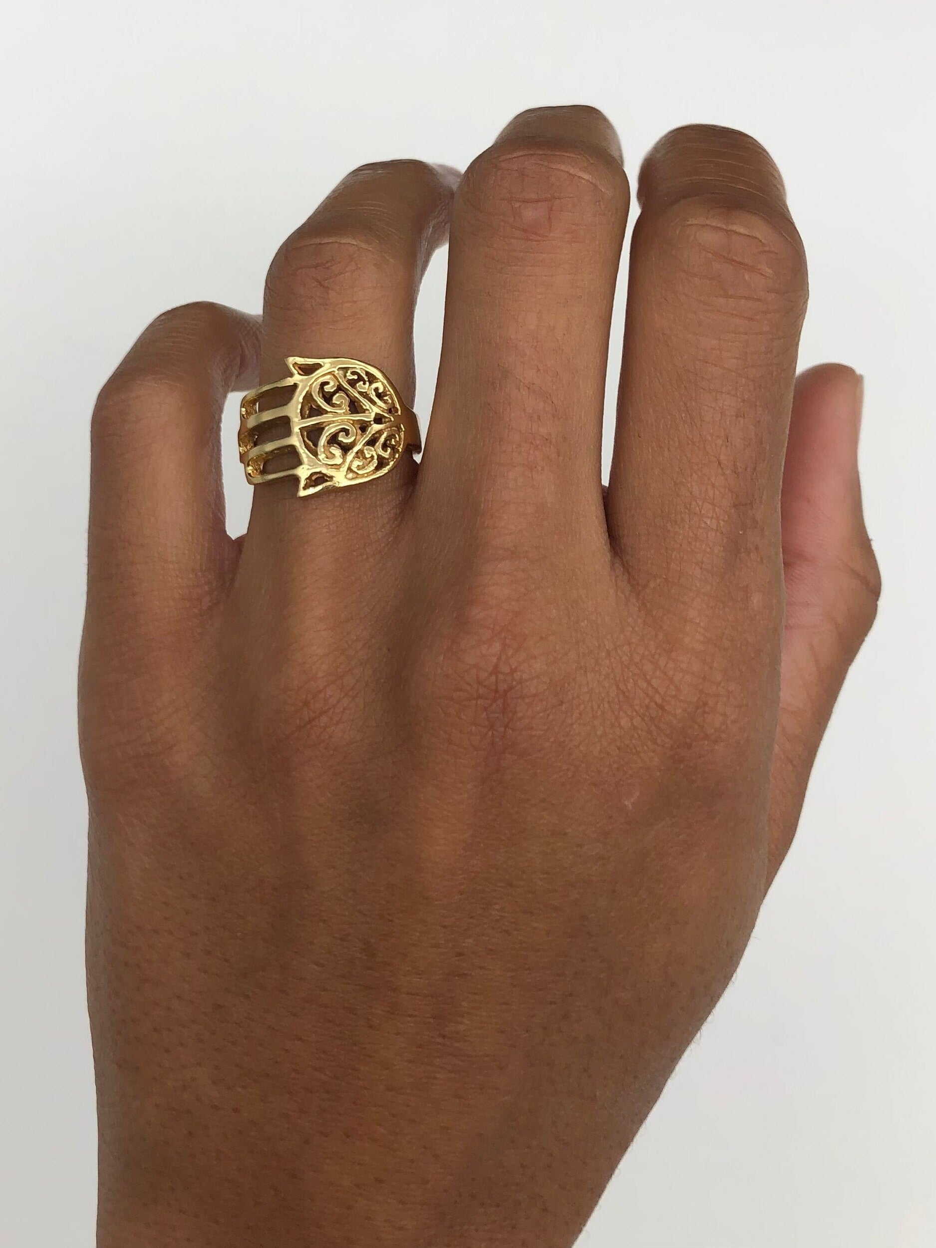 Gold Hand Ring, Gold Artistic Ring, Gold Pattern Ring, Gold Vintage Ring, Gold Antique Ring, Hand Ring, Silver Hand Ring, Sterling Silver(1)