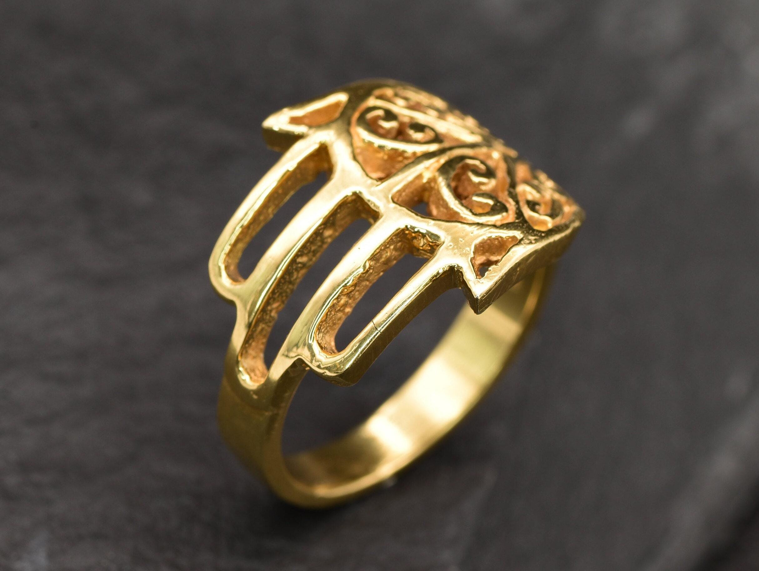 Gold Hand Ring, Gold Artistic Ring, Gold Pattern Ring, Gold Vintage Ring, Gold Antique Ring, Hand Ring, Silver Hand Ring, Sterling Silver(1)