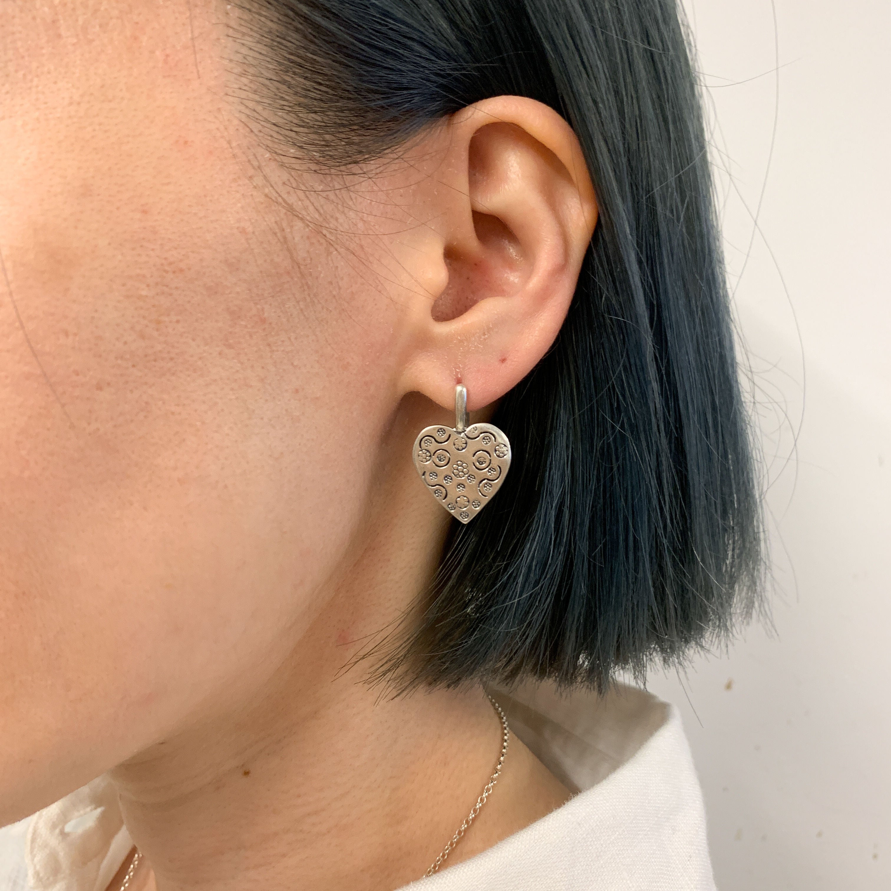 Heart Earrings, Silver Heart Earrings, Statement Earrings, Vintage Earrings, Vintage Silver Earrings, Love Heart Earrings, Silver Earrings