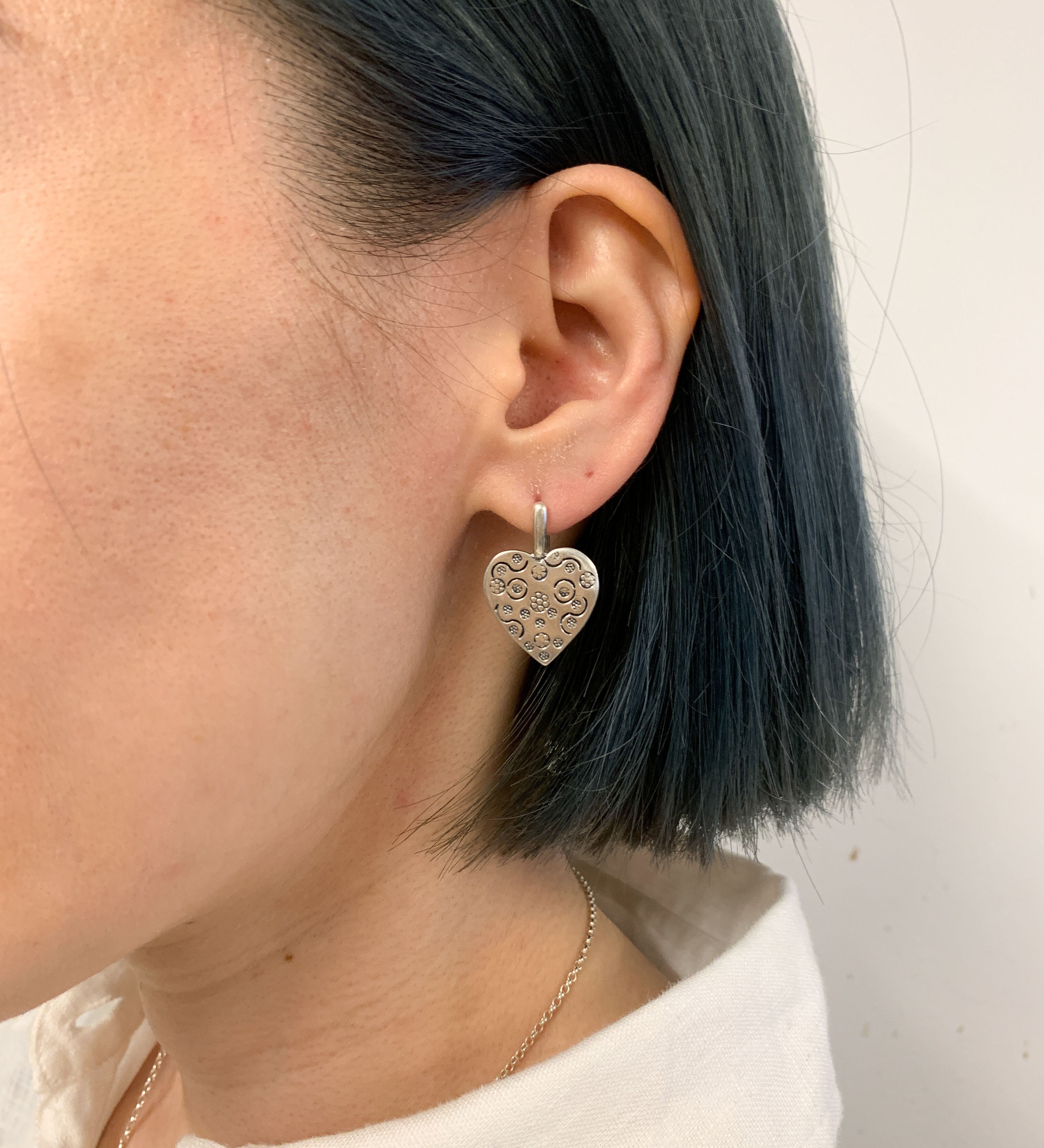 Heart Earrings, Silver Heart Earrings, Statement Earrings, Vintage Earrings, Vintage Silver Earrings, Love Heart Earrings, Silver Earrings