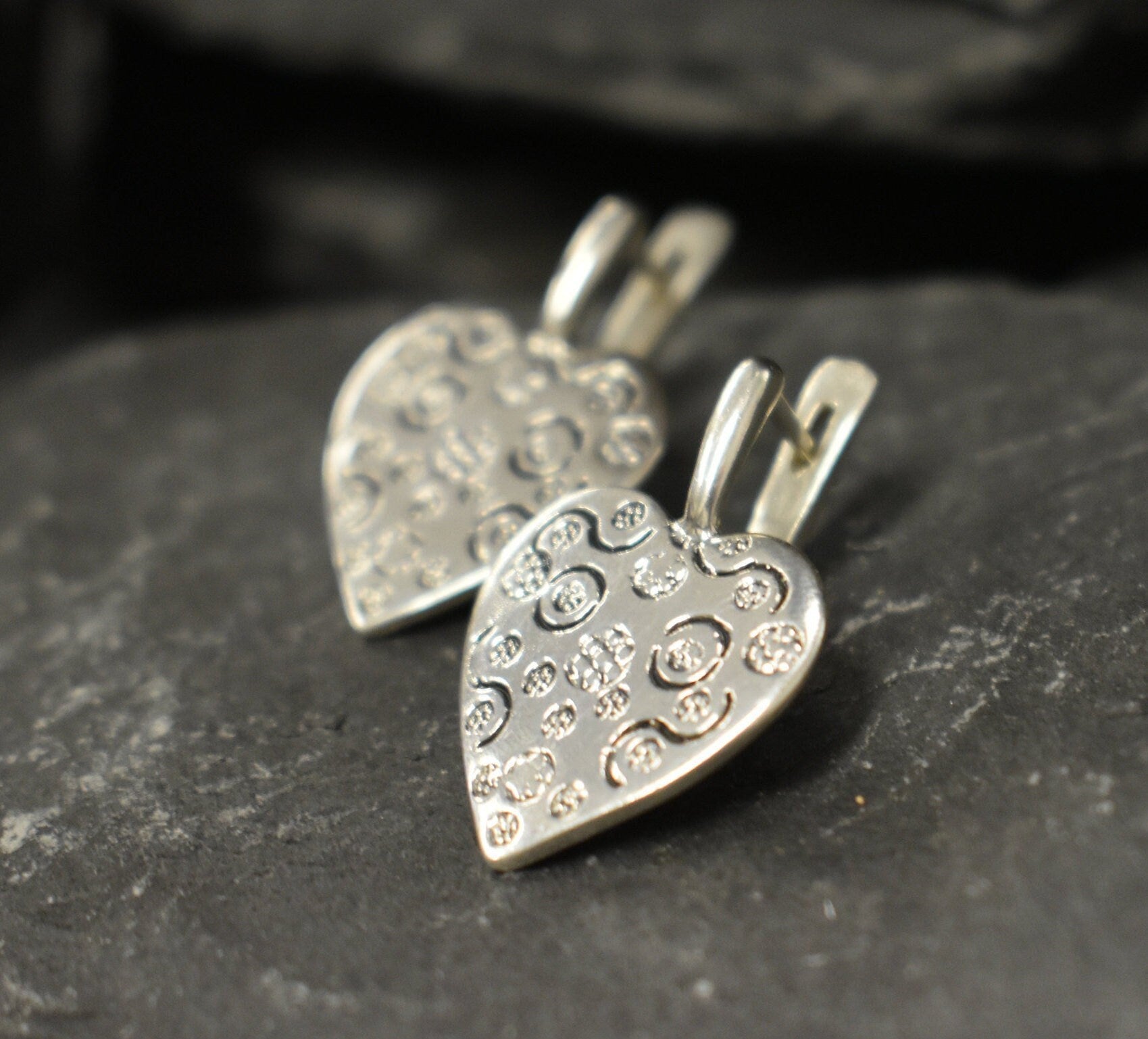 Heart Earrings, Silver Heart Earrings, Statement Earrings, Vintage Earrings, Vintage Silver Earrings, Love Heart Earrings, Silver Earrings