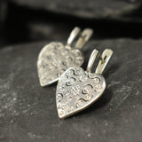 Heart Earrings, Silver Heart Earrings, Statement Earrings, Vintage Earrings, Vintage Silver Earrings, Love Heart Earrings, Silver Earrings