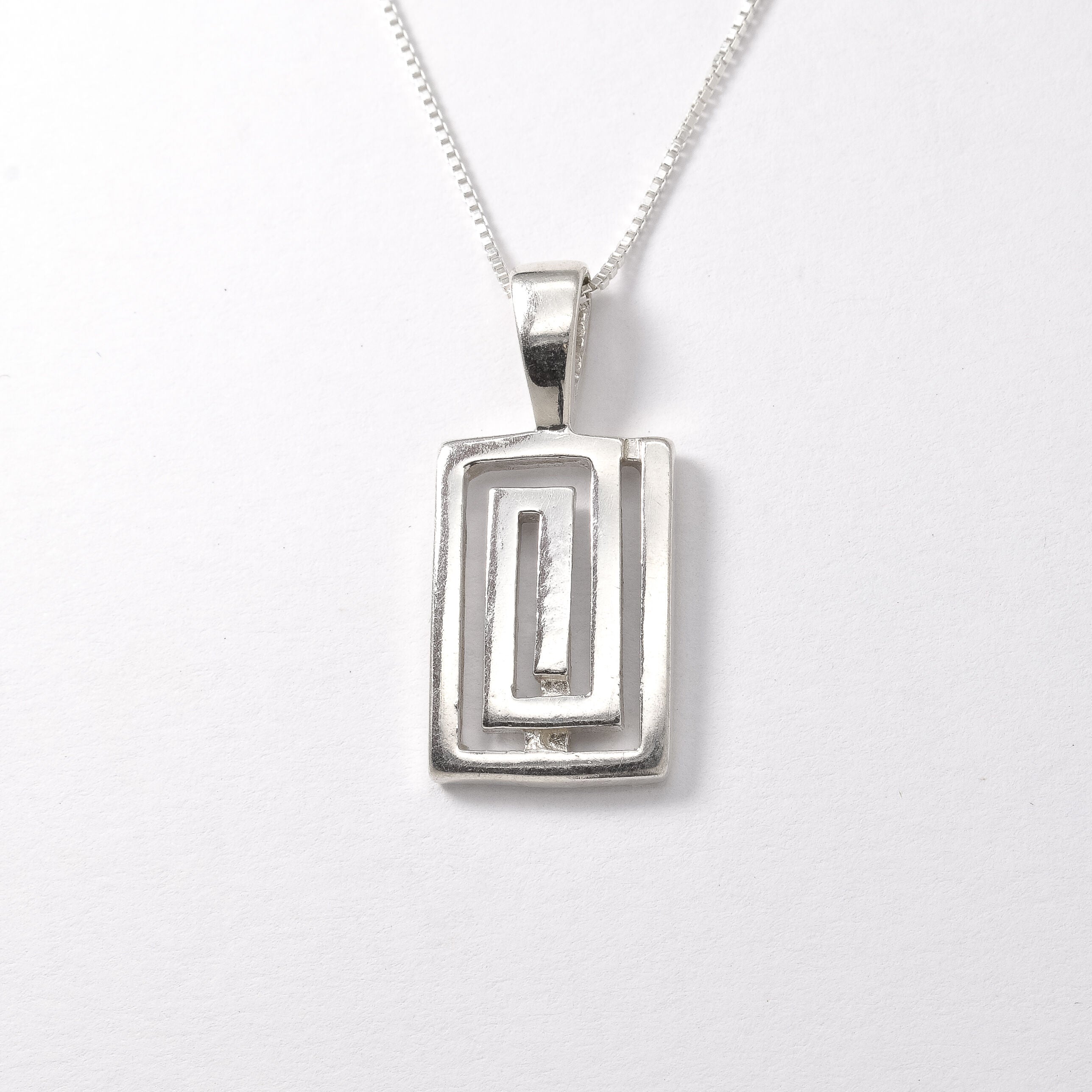 Square Pendant, Silver Pendant Necklace, Geometric Pendant, Modern Pendant, Silver Unique Pendant,Solid Sterling Silver, Minimalist Necklace