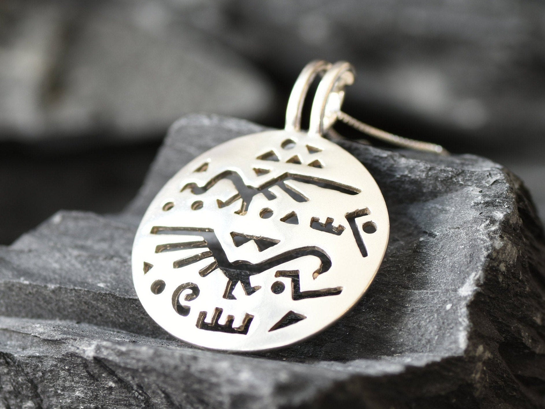 Aztec Pendant, Circular Pendant, Solid Silver Pendant, Tribal Pendant, Symbolic Pendant, Silver Pendant, 925 Silver Pendant, Unique Pendant