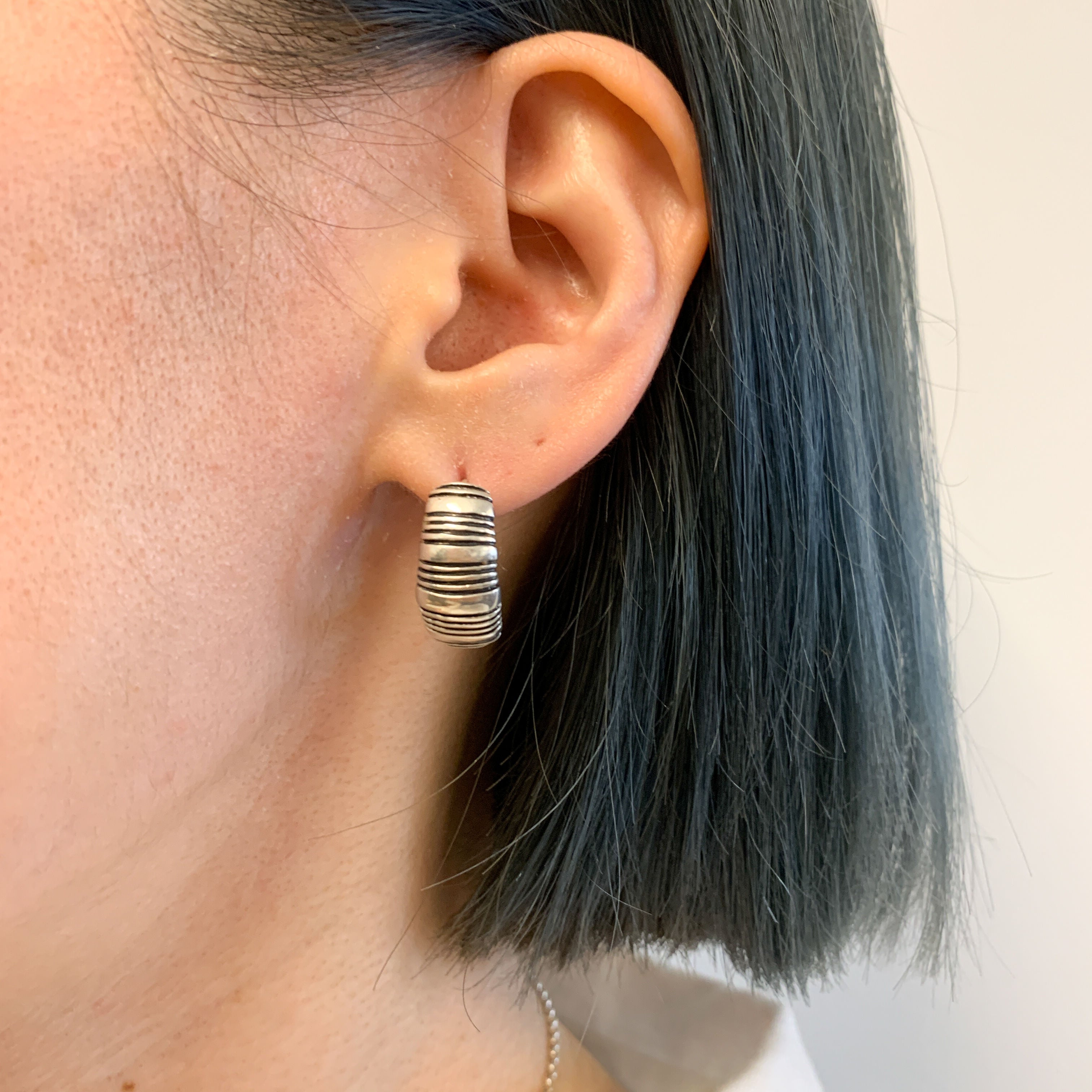 Ribbed Earrings, Chunky Earrings, Solid Silver Earrings, Half Hoop Earrings, Statement Earrings, Sterling Earrings, Bold Earrings,925 Silver