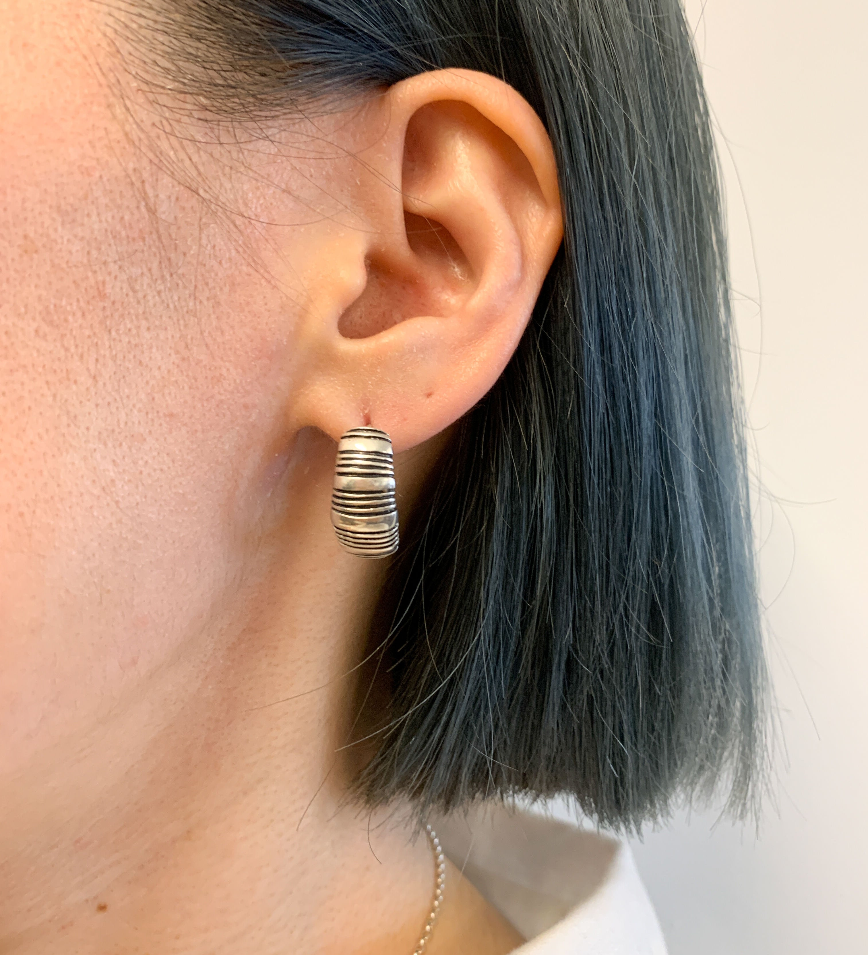 Ribbed Earrings, Chunky Earrings, Solid Silver Earrings, Half Hoop Earrings, Statement Earrings, Sterling Earrings, Bold Earrings,925 Silver