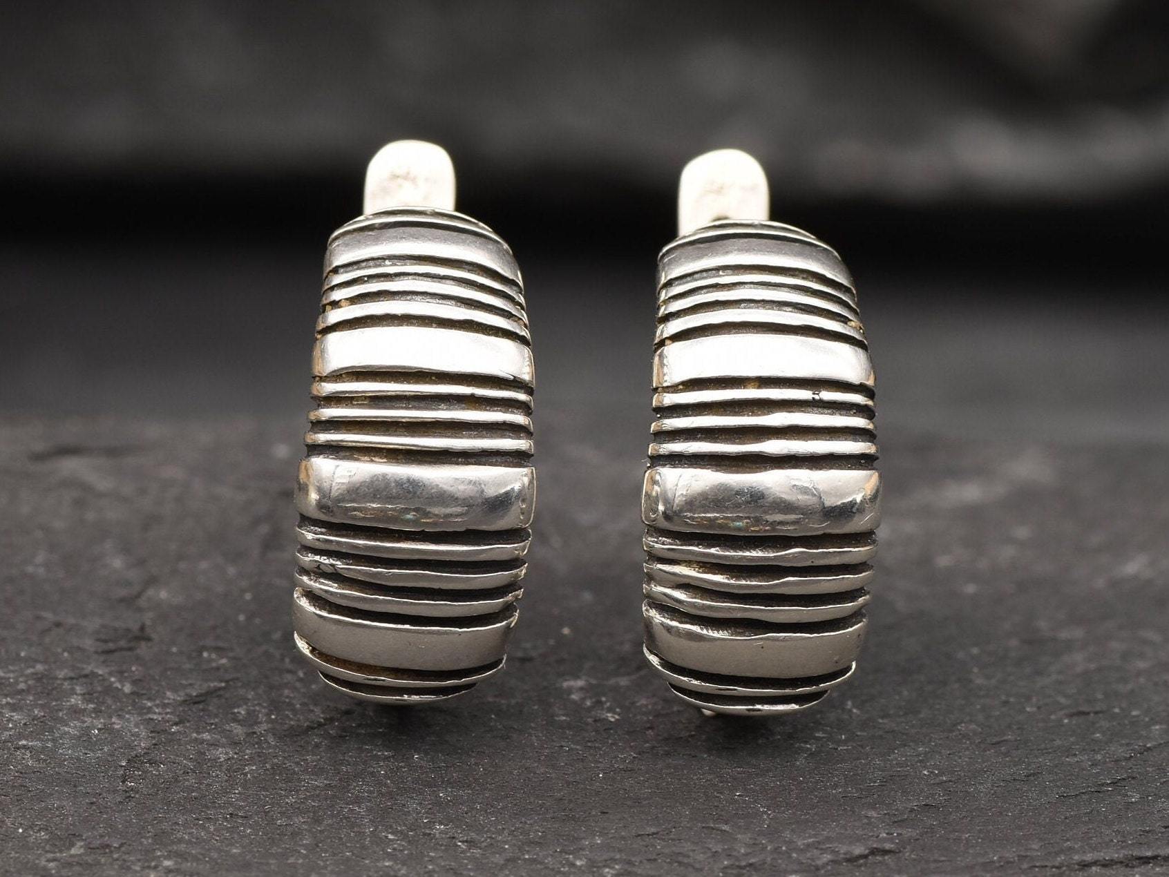 Ribbed Earrings, Chunky Earrings, Solid Silver Earrings, Half Hoop Earrings, Statement Earrings, Sterling Earrings, Bold Earrings,925 Silver