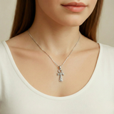 Elegant Silver Ankh Necklace - 925 Sterling Silver Pendant, perfect for daily wear and special gifts.