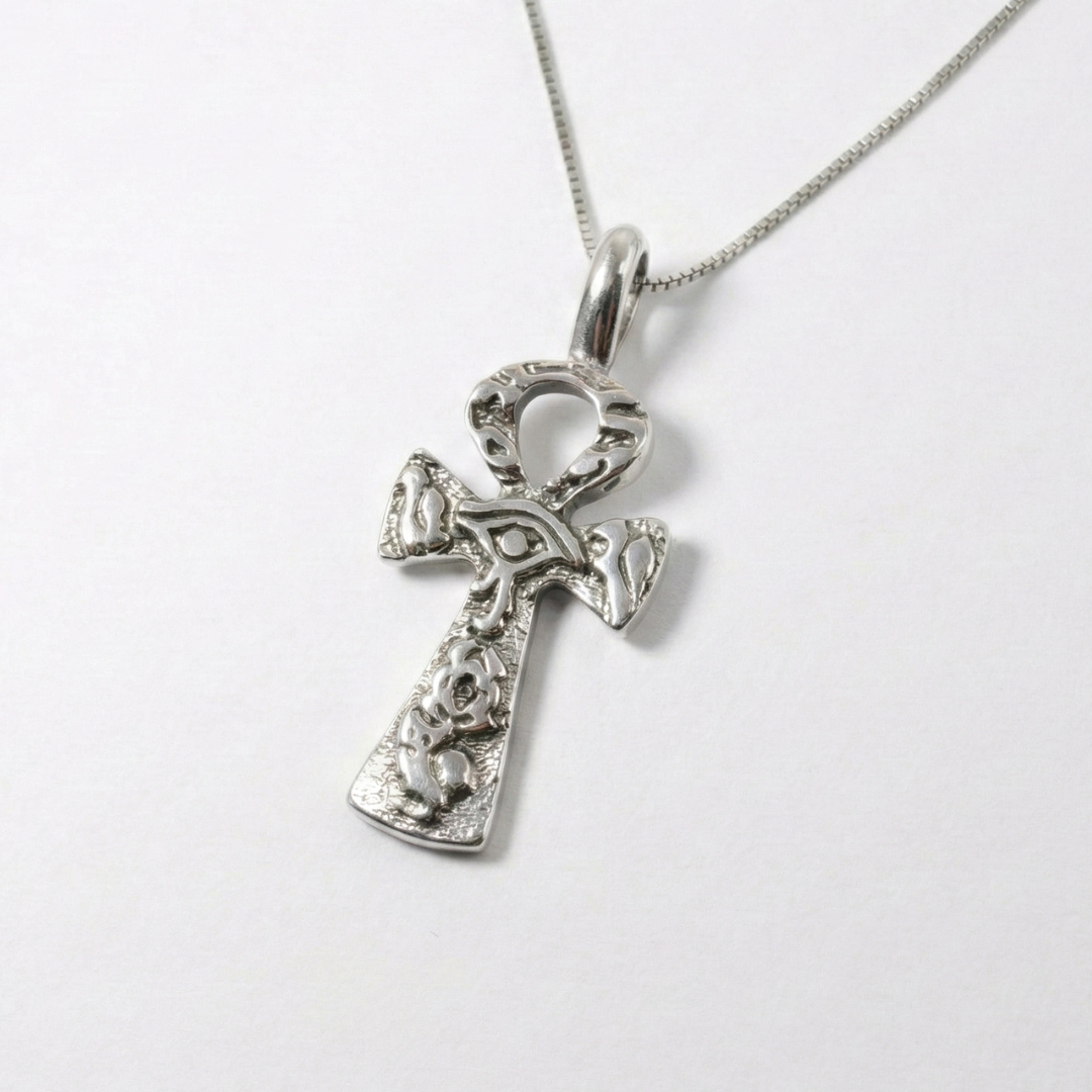 Stylish Silver Ankh Necklace - Crafted from 925 Sterling Silver, a unique accessory for any occasion and a thoughtful gift choice.