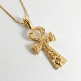 Stylish Gold Ankh Necklace - Eye-catching 18k Gold Vermeil pendant, perfect for elevating your look on any occasion.