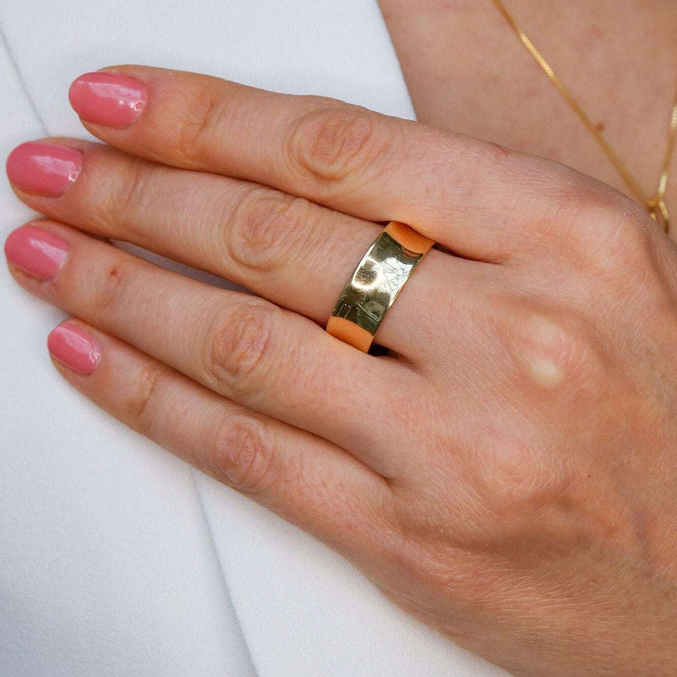 Wide Gold Band, Smooth Gold Ring, Thick Gold Ring, Gold Plated Band, Statement Band, Simple Ring, Stackable Ring, Sturdy Ring, Vermeil Ring