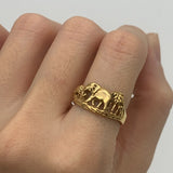 Gold Elephant Ring - Lucky Elephant Band - Walking Elephant RIng
