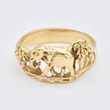 Gold Elephant Ring - Lucky Elephant Band - Walking Elephant RIng