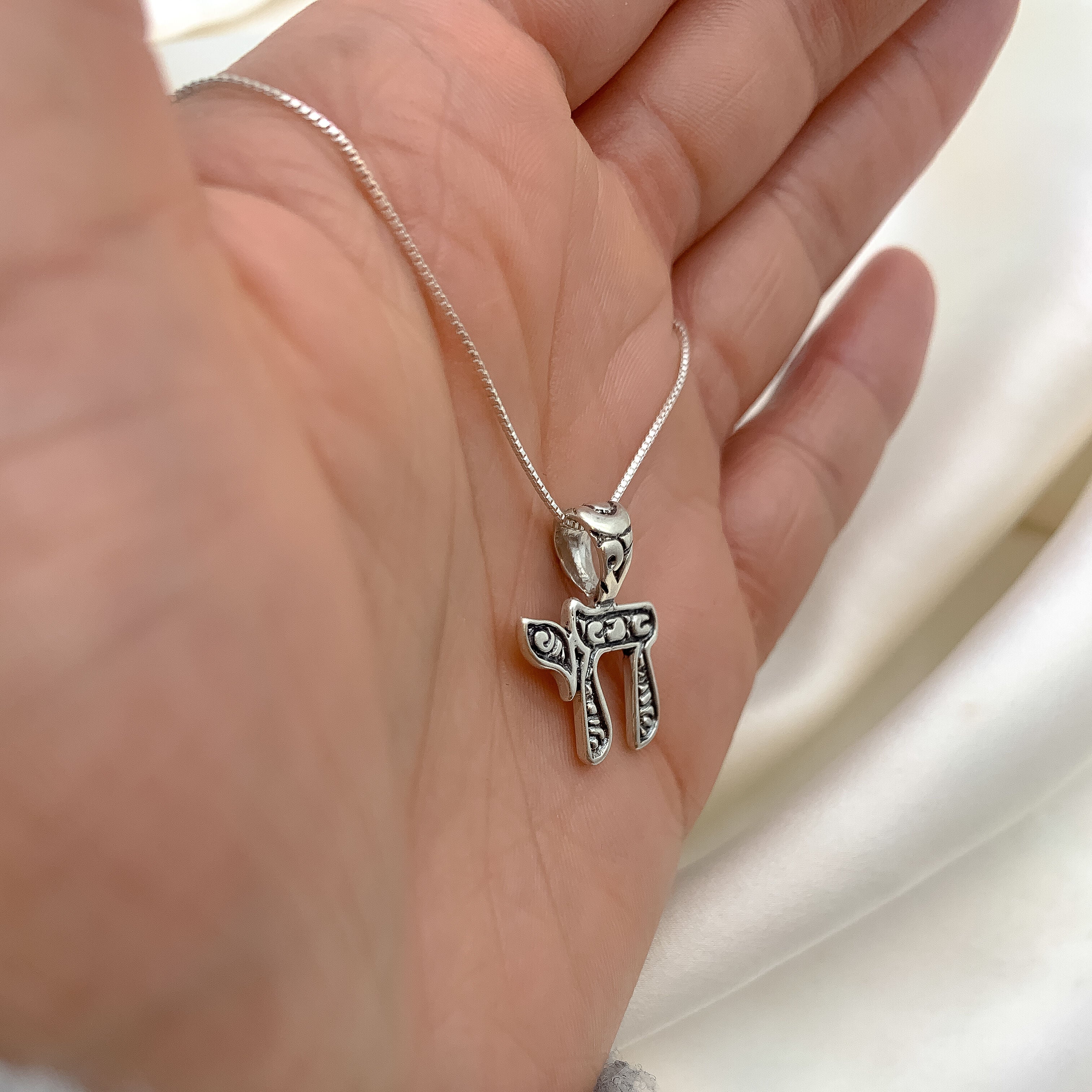 Hebrew Chai Pendant, Chai Necklace, Hebrew Pendant, Jewish Pendant, Life Symbol, Symbolic Pendant, Solid Silver Pendant, 925 Sterling Silver