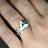 Silver Mouse Ring - Silver Hedgehog Ring - Cute Mouse Ring