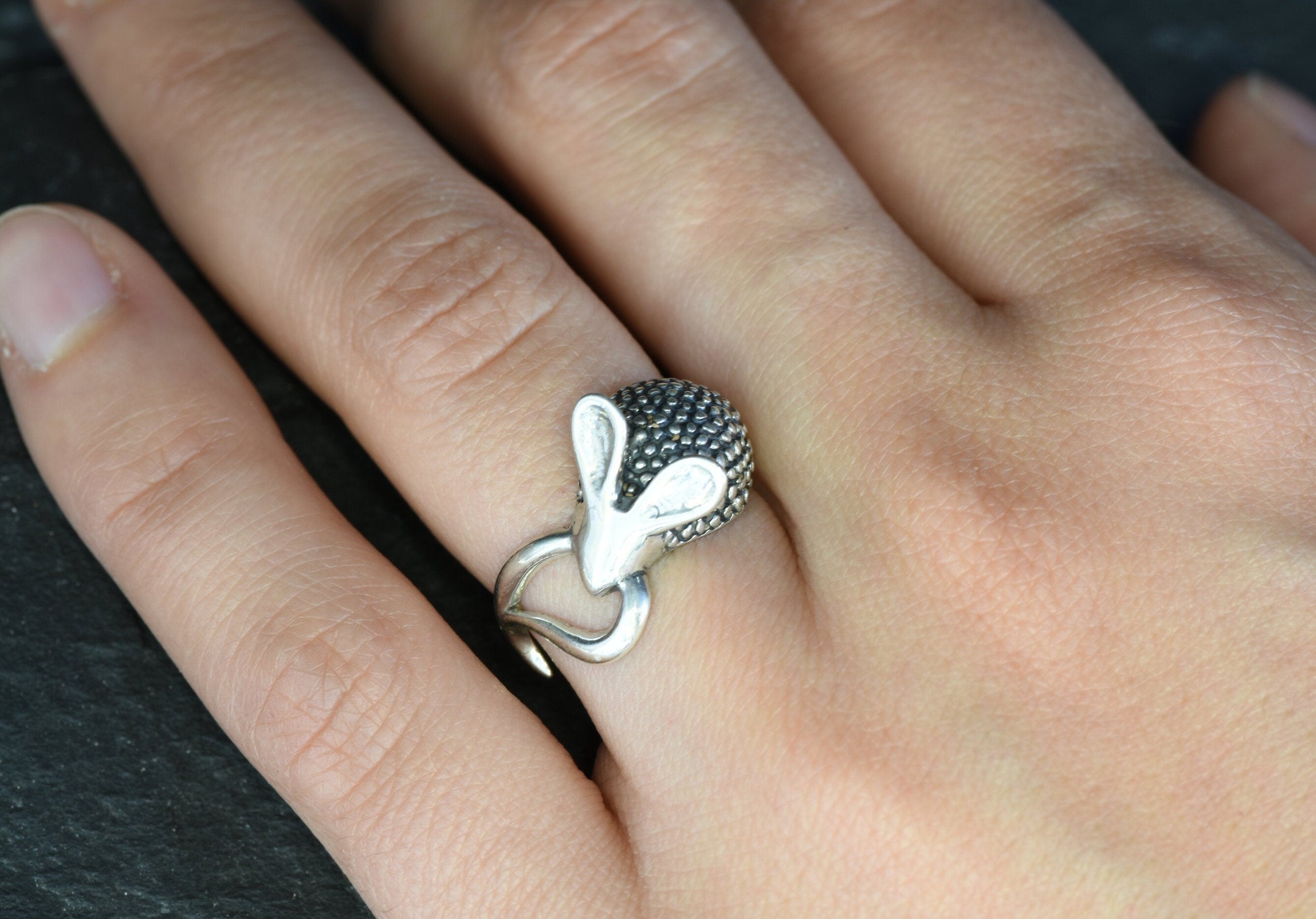 Silver Mouse Ring, Animal Ring, Hedgehog Ring, Solid Silver Ring, Cute Silver Ring, Statement Ring, Unique Ring, Wide Ring, Sterling Silver