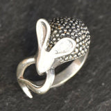 Silver Mouse Ring - Silver Hedgehog Ring - Cute Mouse Ring