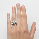 Egyptian Silver Eye Ring - Dazzling 925 Sterling Silver, Ideal for Everyday Fashion or as a Memorable Gift for Special Moments.
