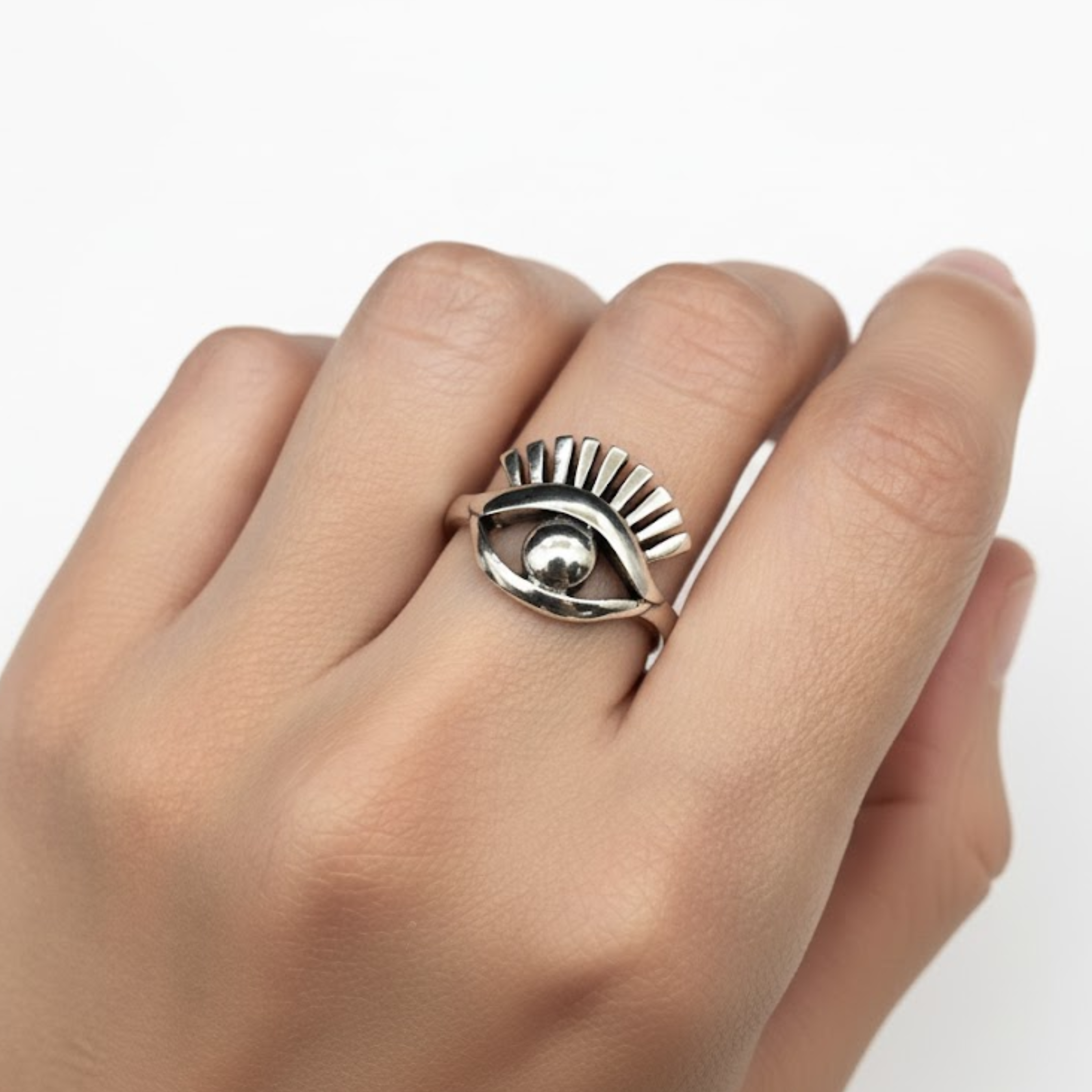Sterling Silver Evil Eye Ring - Elegant Design for Daily Wear, Perfect as a Thoughtful Birthday Gift or for Special Occasions.