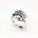 Egyptian Silver Eye Ring - Stylish 925 Sterling Silver, Perfect for Daily Fashion and a Meaningful Gift for Any Celebration.