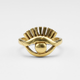 Stunning 18k Gold Vermeil Ring showcasing a captivating Evil Eye design, ideal for daily style and special celebrations.