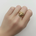 Elegant 18k Gold Vermeil Eye Ring featuring a protective Evil Eye design, perfect for daily wear and special gifts.