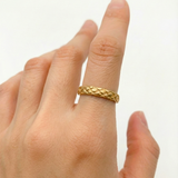 Gold Checkered Ring - Elegant textured design in 18k Gold Vermeil, perfect for daily wear and special celebrations.