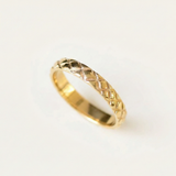 Gold Checkered Ring - Stylish carved texture in 18k Gold Vermeil, perfect for casual outfits and memorable gifting moments.