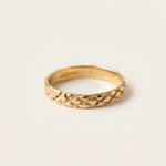 Gold Checkered Ring - Luxurious textured band in 18k Gold Vermeil, perfect for accentuating style on any occasion.