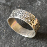 Symbolic Ring, Chunky Silver Ring, Engraved Silver Ring, Engraved Symbols, Pure Silver Ring, Wide Silver Ring, Long Lasting Ring, 925 Silver