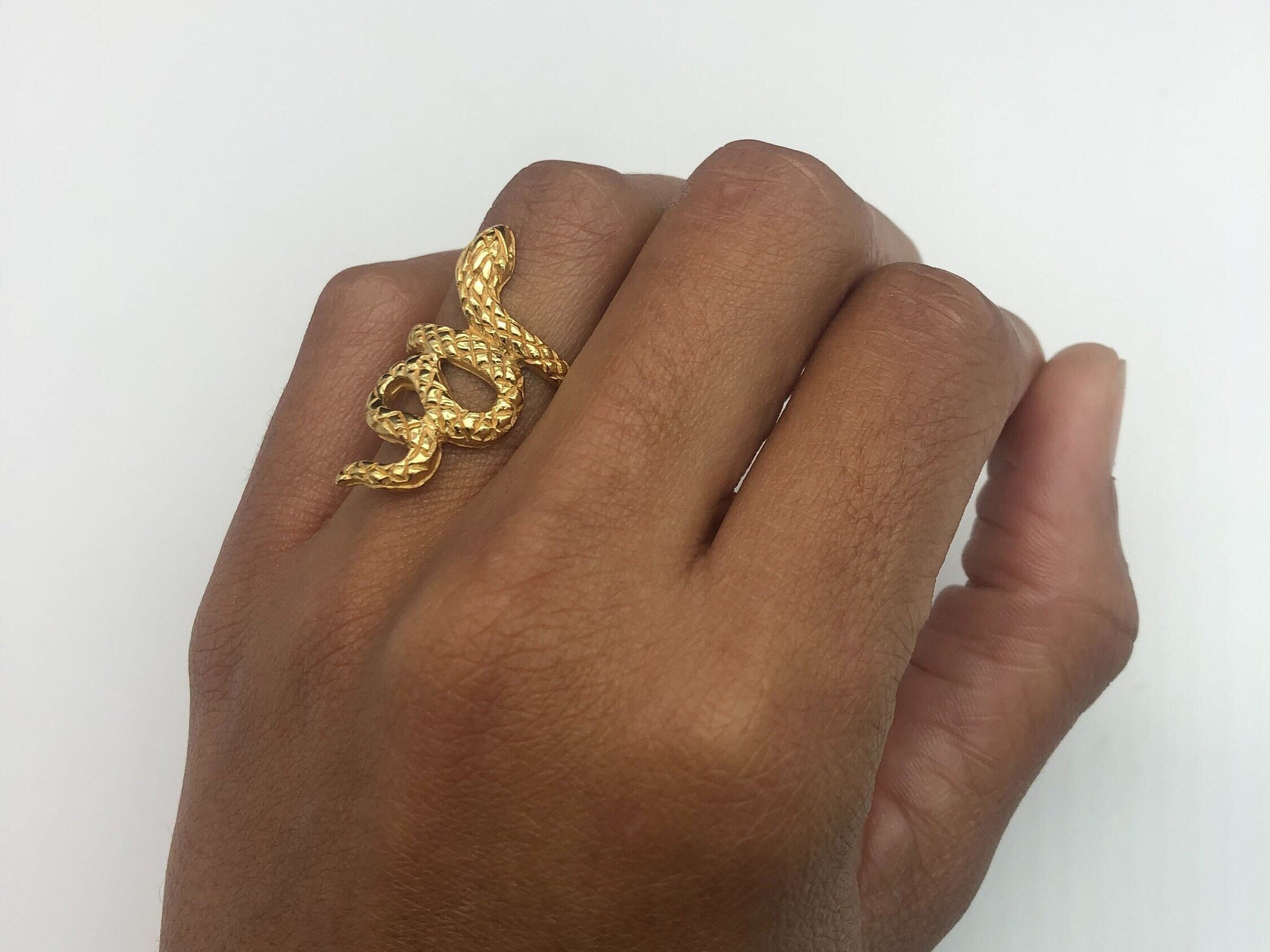 Gold Snake Ring, Gold Statement Ring, Gold Serpent Ring, Snake Ring, Serpent Ring, Animal Ring, Vintage Ring, Fashion Ring, Vermeil Ring