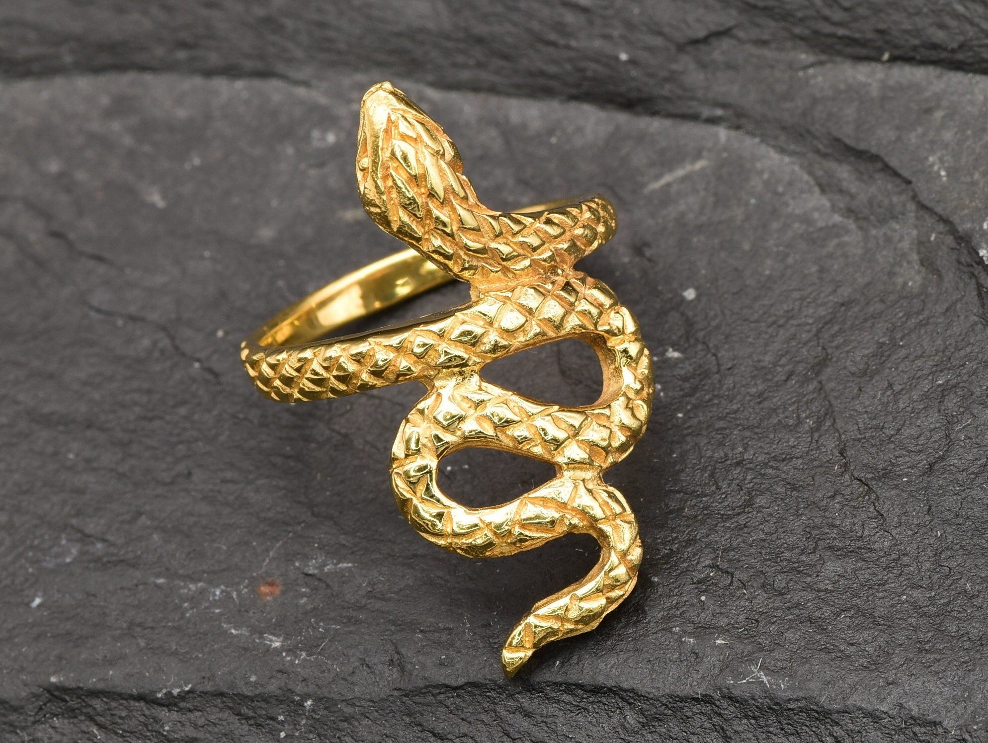 Sepke Rings Gold Snake Ring -Long Snake Ring, Gold Serpent Ring – Adina Stone Jewelry