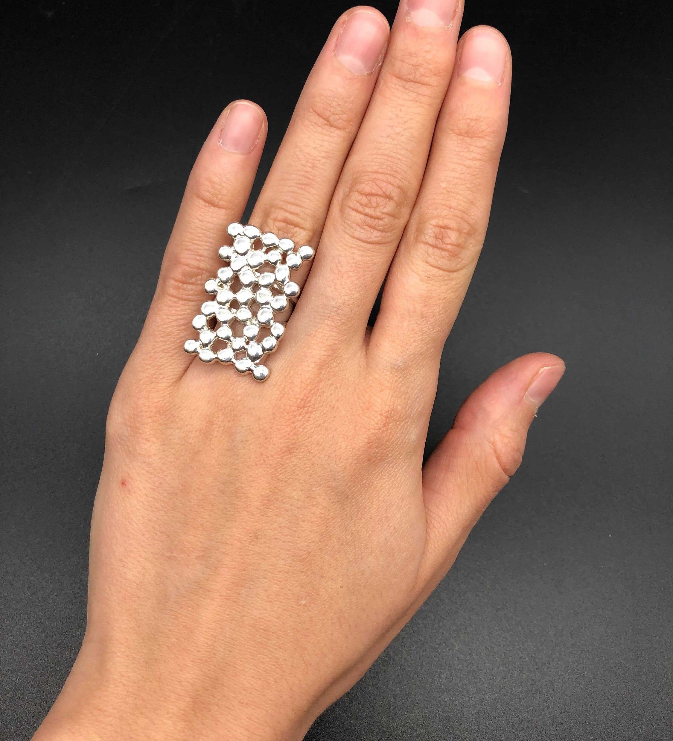 Square Ring, Artistic Ring, Statement Silver Ring, Contemporary Ring, Bold Chunky Ring, Chunky Ring, Statement Ring, Sterling Silver Ring