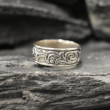 Wide Leaf Ring - Silver Leaf Ring - Silver Vintage Ring