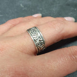 Wide Leaf Ring - Silver Leaf Ring - Silver Vintage Ring