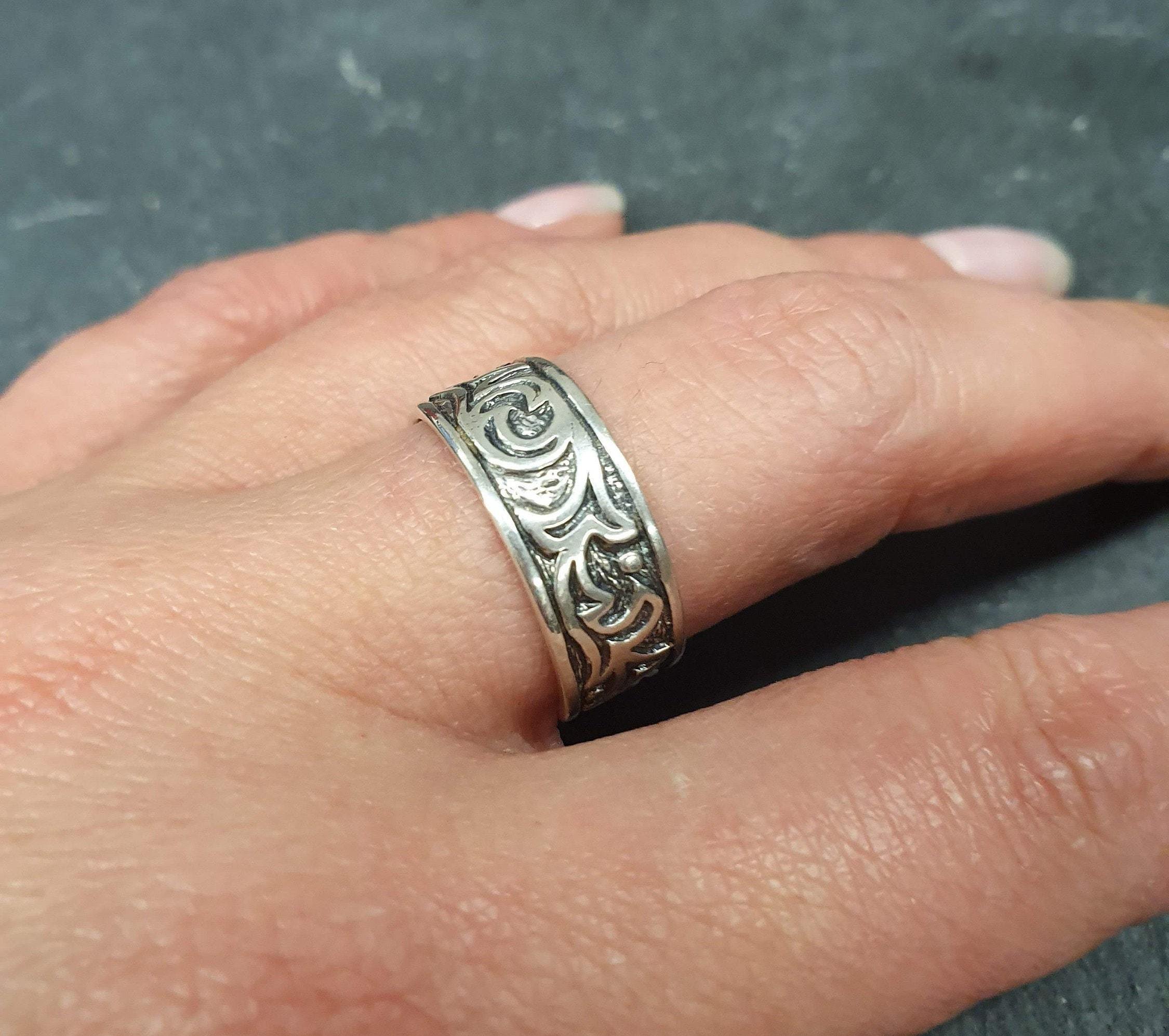 Silver Leaf Ring, Leaf Ring, Wide Band Ring, Floral Band, Solid Silver Ring, Silver Floral Ring, Vintage Leaf Ring, Silver Branch Ring