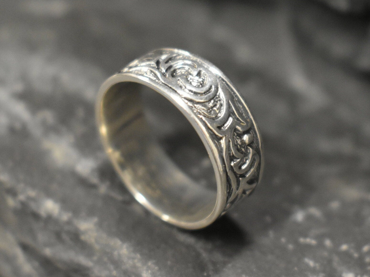 Silver Leaf Ring, Leaf Ring, Wide Band Ring, Floral Band, Solid Silver Ring, Silver Floral Ring, Vintage Leaf Ring, Silver Branch Ring