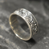 Wide Leaf Ring - Silver Leaf Ring - Silver Vintage Ring