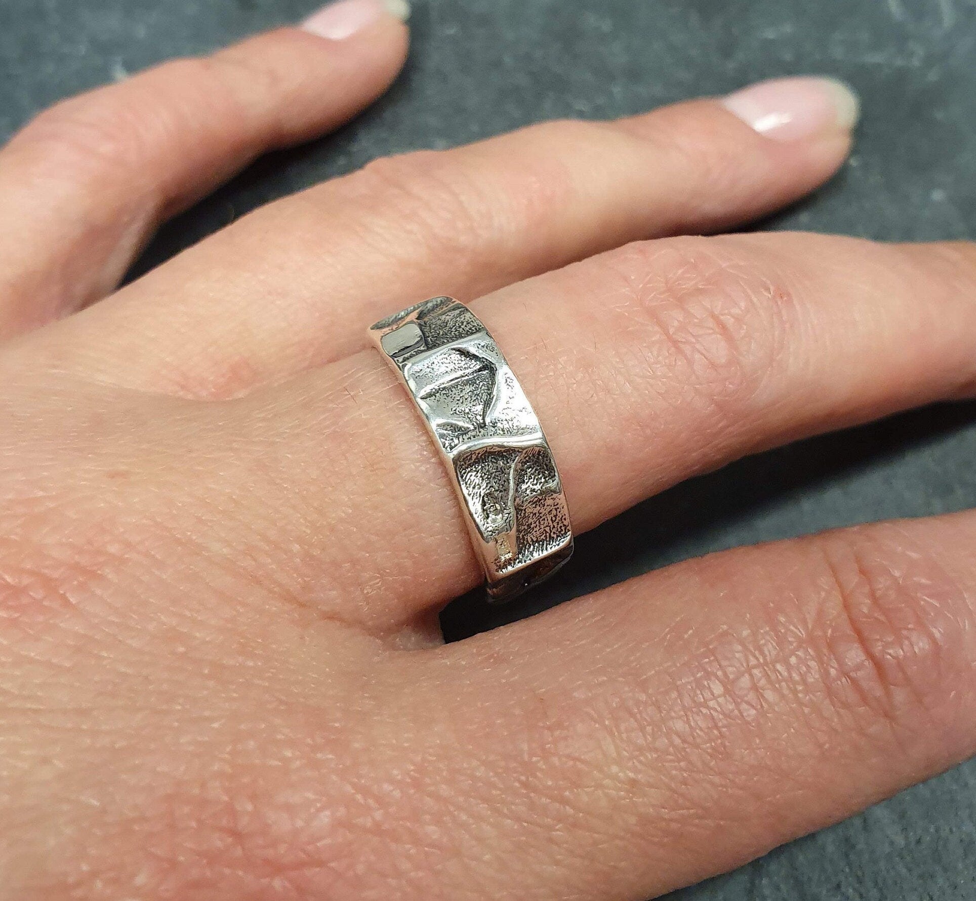 Hammered Band, Silver Hammered Band, Wide Silver Band, Vintage Hammered Ring, Hammered Ring, Textured Silver Ring, Solid Silver Ring